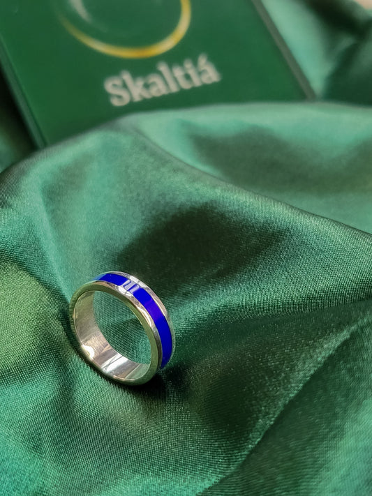 Lapis Lazuli Inlay Ring - Sterling Silver Deep Blue Stone